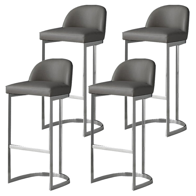 Glam Faux Leather Bar Stool Footrest Counter-height Stool for Dining Room Silver 4 Piece Set Clearhalo 'Bar Furniture' 'Bar Stools' 'bar_stools' 'furn' 'furn_bar_stools' 'Furniture' 'Kitchen & Dining Furniture' 6198245