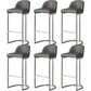Glam Faux Leather Bar Stool Footrest Counter-height Stool for Dining Room Silver 6 Piece Set Clearhalo 'Bar Furniture' 'Bar Stools' 'bar_stools' 'furn' 'furn_bar_stools' 'Furniture' 'Kitchen & Dining Furniture' 6198247