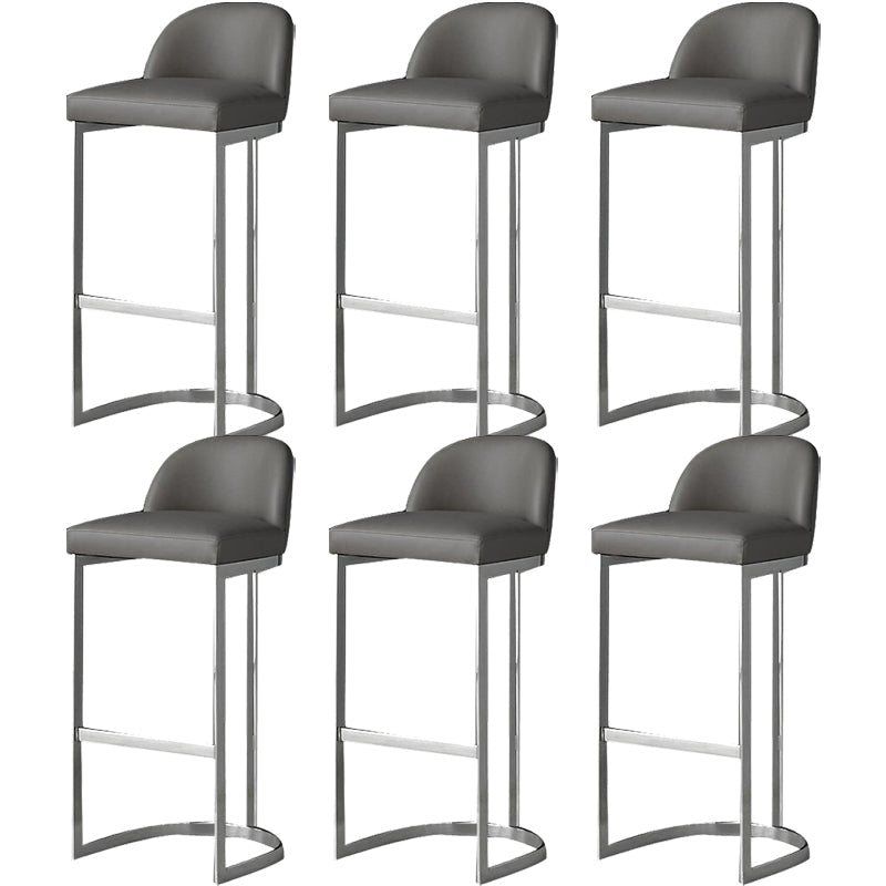 Glam Faux Leather Bar Stool Footrest Counter-height Stool for Dining Room Silver 6 Piece Set Clearhalo 'Bar Furniture' 'Bar Stools' 'bar_stools' 'furn' 'furn_bar_stools' 'Furniture' 'Kitchen & Dining Furniture' 6198247