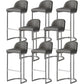 Glam Faux Leather Bar Stool Footrest Counter-height Stool for Dining Room Silver 8 Piece Set Clearhalo 'Bar Furniture' 'Bar Stools' 'bar_stools' 'furn' 'furn_bar_stools' 'Furniture' 'Kitchen & Dining Furniture' 6198248