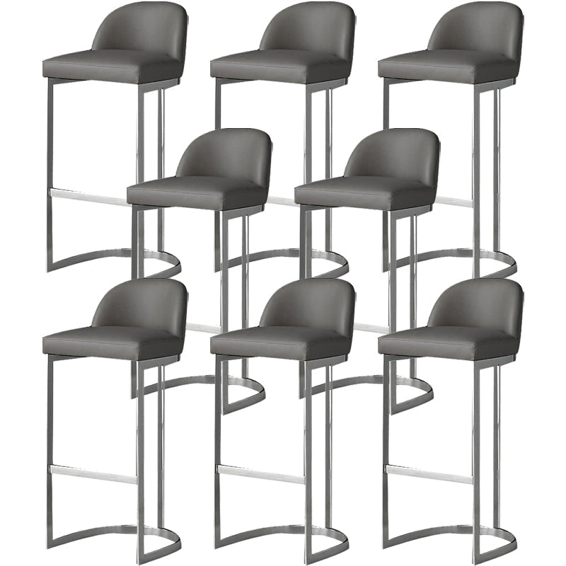 Glam Faux Leather Bar Stool Footrest Counter-height Stool for Dining Room Silver 8 Piece Set Clearhalo 'Bar Furniture' 'Bar Stools' 'bar_stools' 'furn' 'furn_bar_stools' 'Furniture' 'Kitchen & Dining Furniture' 6198248