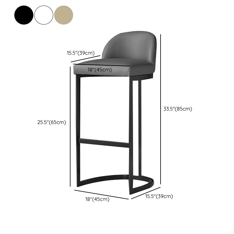 Glam Faux Leather Bar Stool Footrest Counter-height Stool for Dining Room Clearhalo 'Bar Furniture' 'Bar Stools' 'bar_stools' 'furn' 'furn_bar_stools' 'Furniture' 'Kitchen & Dining Furniture' 6198249