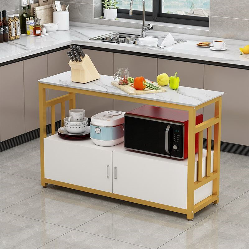 Moderne witte faux marmeren bovenste keukeneiland metalen frame prep tafel