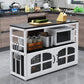 Black and White Kitchen Cart Metal and Wood Kitchen Island with Storage Cabinets Clearhalo 'furn' 'furn_kitchen_islands_carts' 'Furniture' 'Kitchen & Dining Furniture' 'Kitchen Islands & Carts' 'kitchen_islands_carts' 6198296