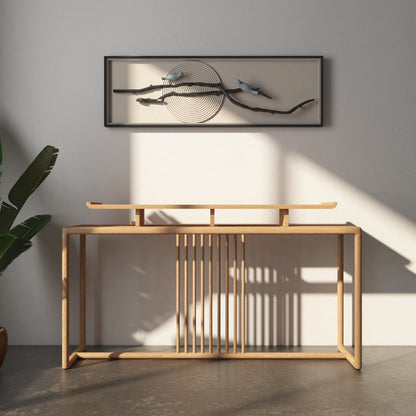 13"W Mid-Century Modern Console Table Pine Solid Wood Sofa Table