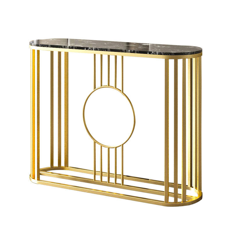 31.5" Tall Glam Console Table 1-shelf Marble Accent Table for Hall 31"L x 12"W x 31"H Black-Gold Clearhalo 'Console Tables' 'console_tables' 'Entry & Mudroom Furniture' 'furn' 'furn_console_tables' 'Furniture' 6198390