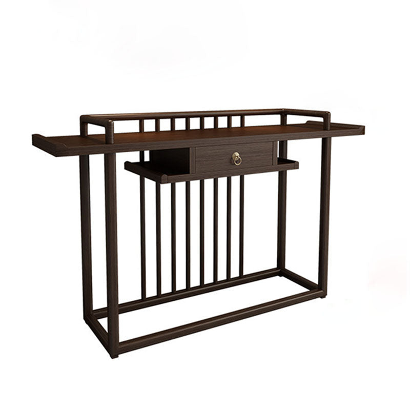 Solid Wood Console Table 1 Shelf Rectangle Accent Table for Hall