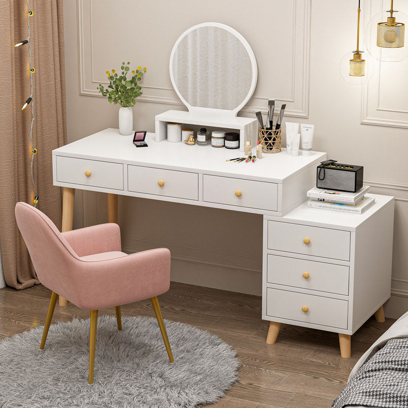 Mesa de tocador de madera y metal con acento de taburete 5/6 cajones de maquillaje