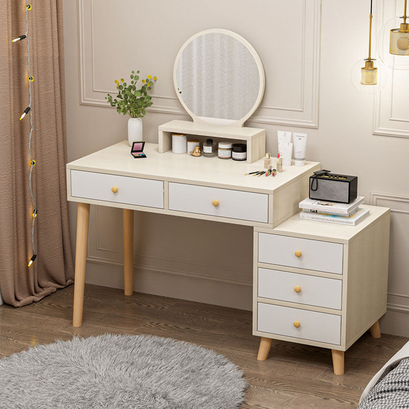 Mesa de tocador de madera y metal con acento de taburete 5/6 cajones de maquillaje