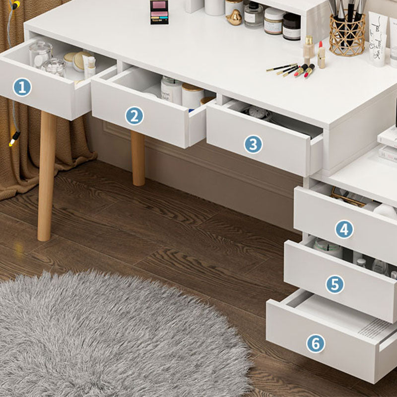 Mesa de tocador de madera y metal con acento de taburete 5/6 cajones de maquillaje