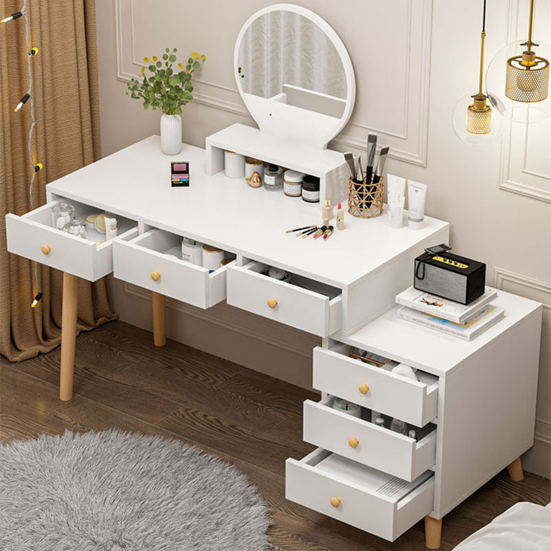 Mesa de tocador de madera y metal con acento de taburete 5/6 cajones de maquillaje