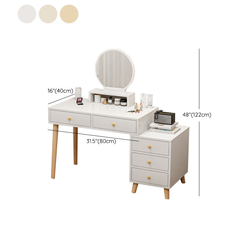 Mesa de tocador de madera y metal con acento de taburete 5/6 cajones de maquillaje