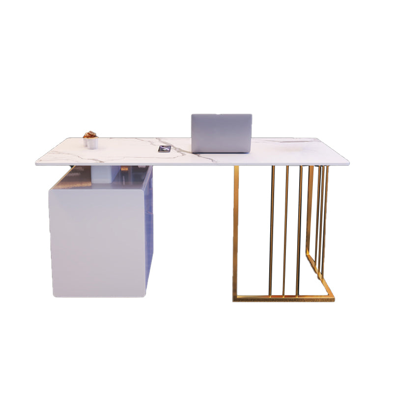 Bureau d'écriture blanc piédestal 23,6 "bureau rectangulaire de large pour la maison