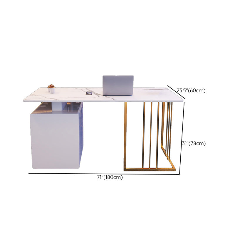 Bureau d'écriture blanc piédestal 23,6 "bureau rectangulaire de large pour la maison