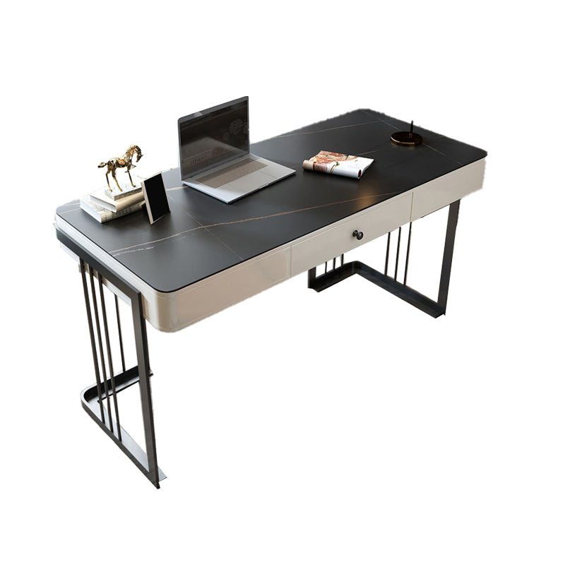 Bureau d'écriture en marbre contemporain 1 Drawer Bureau de bureau pour la maison
