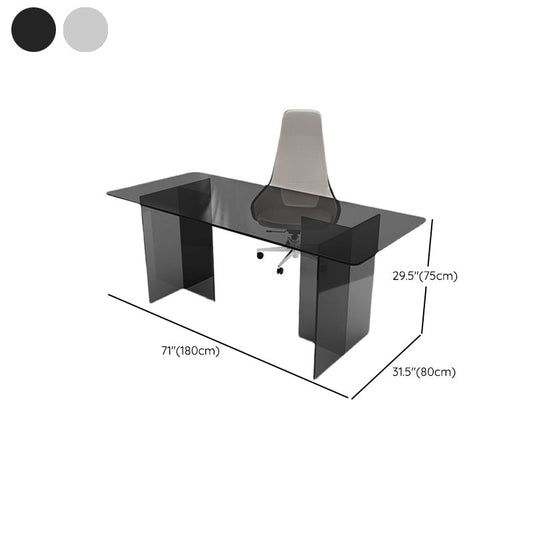 Rectangle Home Writing Table Modern Glass Working Desk with Glass Legs