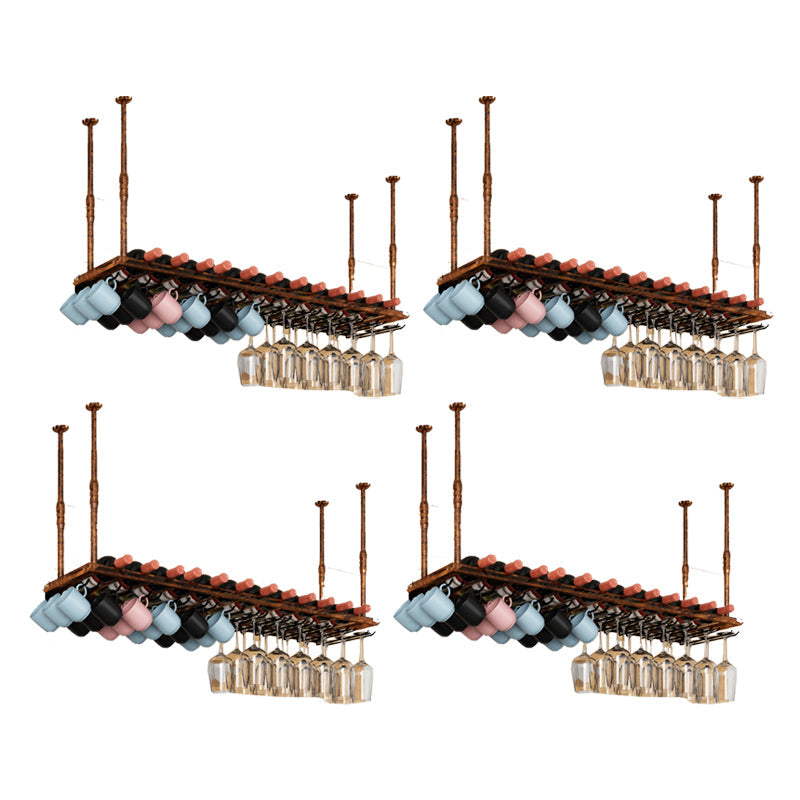 Industriële metalen wijnfles en glazen rek op hangende wijnrek set