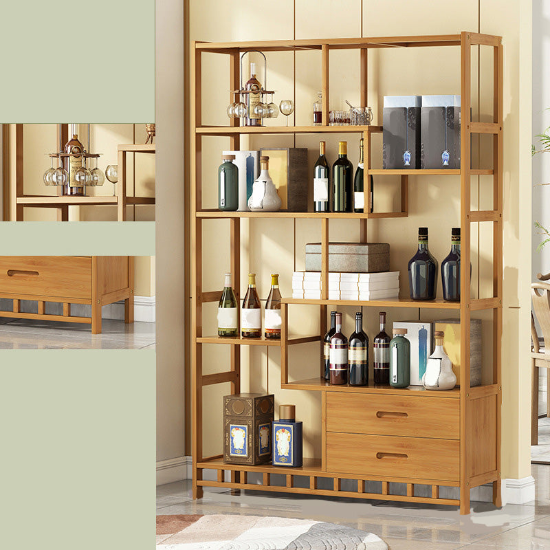 Portabottiglie moderna della metà del secolo Piano in legno a bottiglia in legno in legno in legno naturale