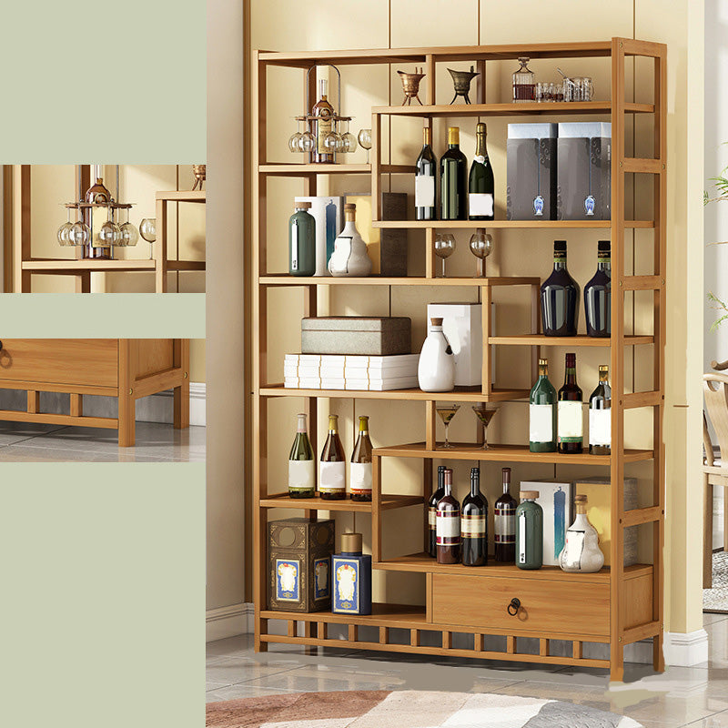 Portabottiglie moderna della metà del secolo Piano in legno a bottiglia in legno in legno in legno naturale