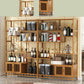 Mid-Century Modern Bottle Wine Rack Floor Solid Wood Bottle Holder Bamboo in Natural Wood
