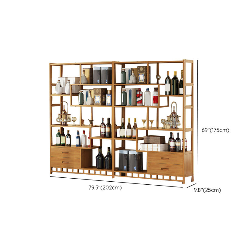 Portabottiglie moderna della metà del secolo Piano in legno a bottiglia in legno in legno in legno naturale