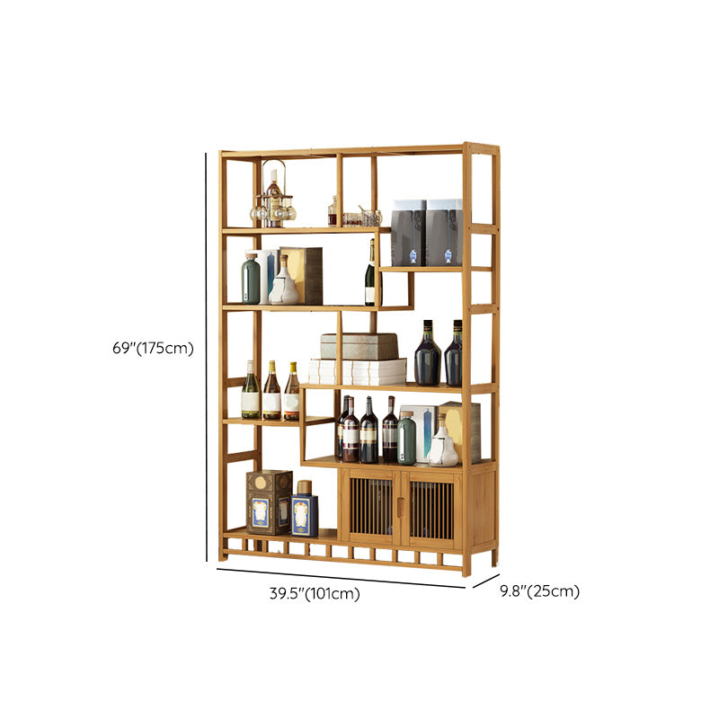 Portabottiglie moderna della metà del secolo Piano in legno a bottiglia in legno in legno in legno naturale