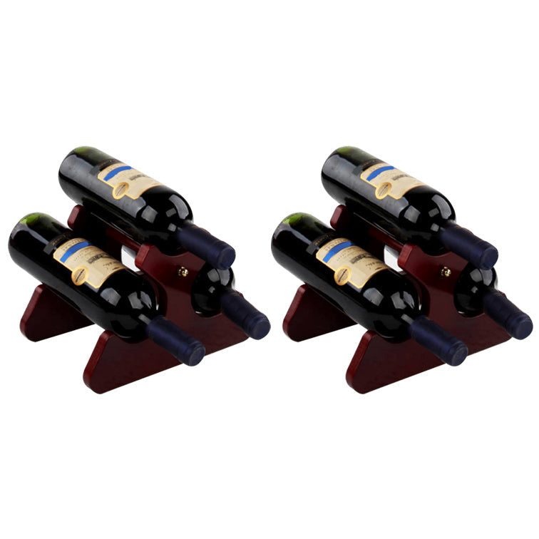 Mid-Century Modern Wine Bottle Rack Tabletop Solid Wood Bottle Holder in Torched Brown