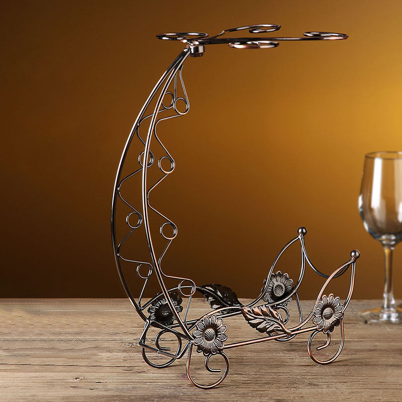 Modern Bike/ Boat/ Tree Metal Wine Racks Tabletop Wine Rack Kit in Brass 11"L x 8"W x 14"H Clearhalo 'furn' 'furn_wine_racks' 'Furniture' 'Kitchen & Dining Furniture' 'Wine Racks' 'wine_racks' 6200764