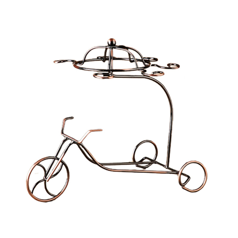 Modern Bike/ Boat/ Tree Metal Wine Racks Tabletop Wine Rack Kit in Brass 14"L x 13"W x 12"H Clearhalo 'furn' 'furn_wine_racks' 'Furniture' 'Kitchen & Dining Furniture' 'Wine Racks' 'wine_racks' 6200776