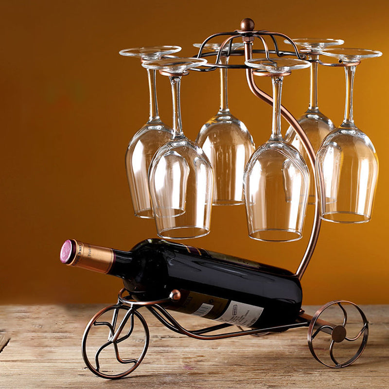 Modern Bike/ Boat/ Tree Metal Wine Racks Tabletop Wine Rack Kit in Brass Clearhalo 'furn' 'furn_wine_racks' 'Furniture' 'Kitchen & Dining Furniture' 'Wine Racks' 'wine_racks' 6200781