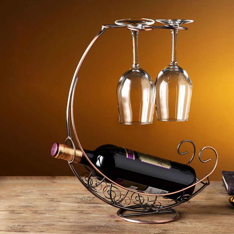 Modern Bike/ Boat/ Tree Metal Wine Racks Tabletop Wine Rack Kit in Brass Clearhalo 'furn' 'furn_wine_racks' 'Furniture' 'Kitchen & Dining Furniture' 'Wine Racks' 'wine_racks' 6200784