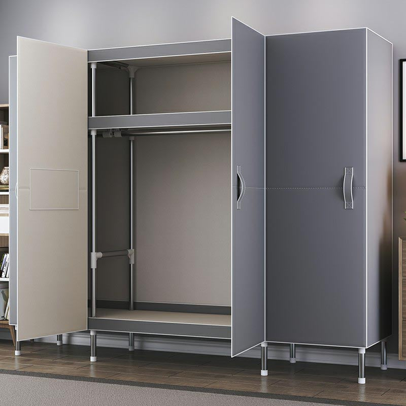 Cloth Cabinet Steel Pipe Wardrobe Cabinet, Modern 3-door Wardrobe Armoire Clearhalo 'Armoires & Wardrobes' 'armoires_wardrobes' 'Bedroom Furniture' 'furn' 'furn_armoires_wardrobes' 'Furniture' 6200798