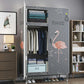 Cloth Cabinet Steel Pipe Wardrobe Cabinet, Modern 3-door Wardrobe Armoire 33"L x 69"W x 18"H Flamingo Clearhalo 'Armoires & Wardrobes' 'armoires_wardrobes' 'Bedroom Furniture' 'furn' 'furn_armoires_wardrobes' 'Furniture' 6200799