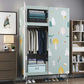 Cloth Cabinet Steel Pipe Wardrobe Cabinet, Modern 3-door Wardrobe Armoire 33"L x 69"W x 18"H Forest Clearhalo 'Armoires & Wardrobes' 'armoires_wardrobes' 'Bedroom Furniture' 'furn' 'furn_armoires_wardrobes' 'Furniture' 6200801