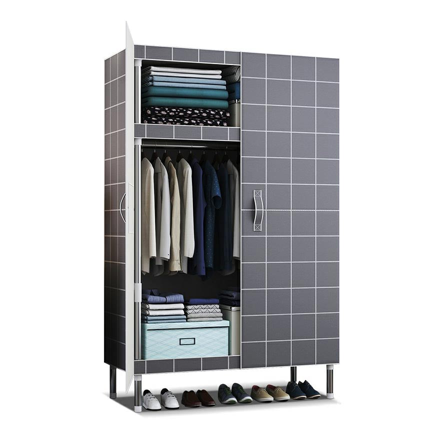 Cloth Cabinet Steel Pipe Wardrobe Cabinet, Modern 3-door Wardrobe Armoire Clearhalo 'Armoires & Wardrobes' 'armoires_wardrobes' 'Bedroom Furniture' 'furn' 'furn_armoires_wardrobes' 'Furniture' 6200802