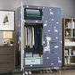 Cloth Cabinet Steel Pipe Wardrobe Cabinet, Modern 3-door Wardrobe Armoire 41"L x 69"W x 18"H Animal Clearhalo 'Armoires & Wardrobes' 'armoires_wardrobes' 'Bedroom Furniture' 'furn' 'furn_armoires_wardrobes' 'Furniture' 6200806