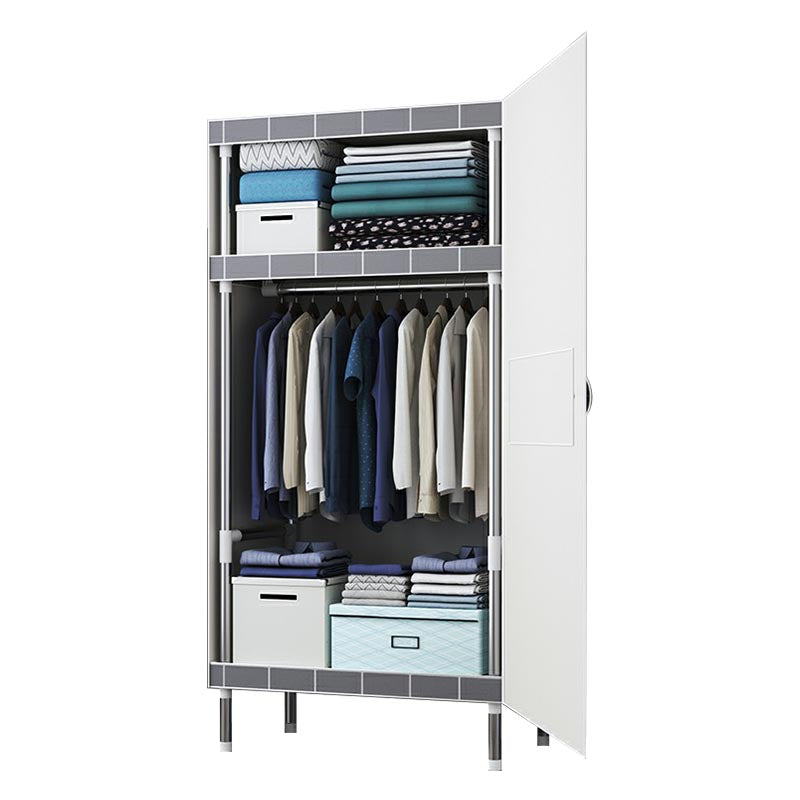 Cloth Cabinet Steel Pipe Wardrobe Cabinet, Modern 3-door Wardrobe Armoire Clearhalo 'Armoires & Wardrobes' 'armoires_wardrobes' 'Bedroom Furniture' 'furn' 'furn_armoires_wardrobes' 'Furniture' 6200811