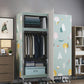 Cloth Cabinet Steel Pipe Wardrobe Cabinet, Modern 3-door Wardrobe Armoire 41"L x 69"W x 18"H Forest Clearhalo 'Armoires & Wardrobes' 'armoires_wardrobes' 'Bedroom Furniture' 'furn' 'furn_armoires_wardrobes' 'Furniture' 6200815