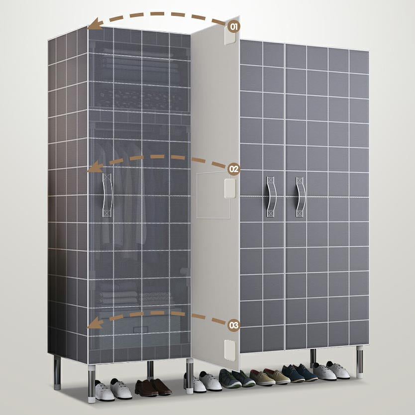 Cloth Cabinet Steel Pipe Wardrobe Cabinet, Modern 3-door Wardrobe Armoire Clearhalo 'Armoires & Wardrobes' 'armoires_wardrobes' 'Bedroom Furniture' 'furn' 'furn_armoires_wardrobes' 'Furniture' 6200817