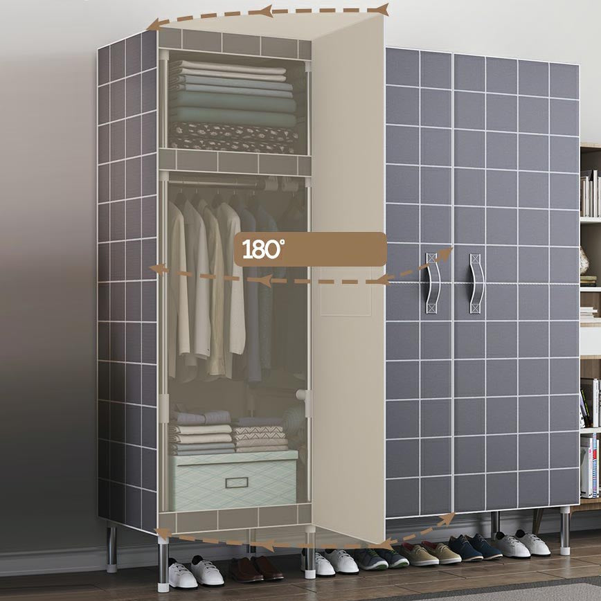 Cloth Cabinet Steel Pipe Wardrobe Cabinet, Modern 3-door Wardrobe Armoire Clearhalo 'Armoires & Wardrobes' 'armoires_wardrobes' 'Bedroom Furniture' 'furn' 'furn_armoires_wardrobes' 'Furniture' 6200819