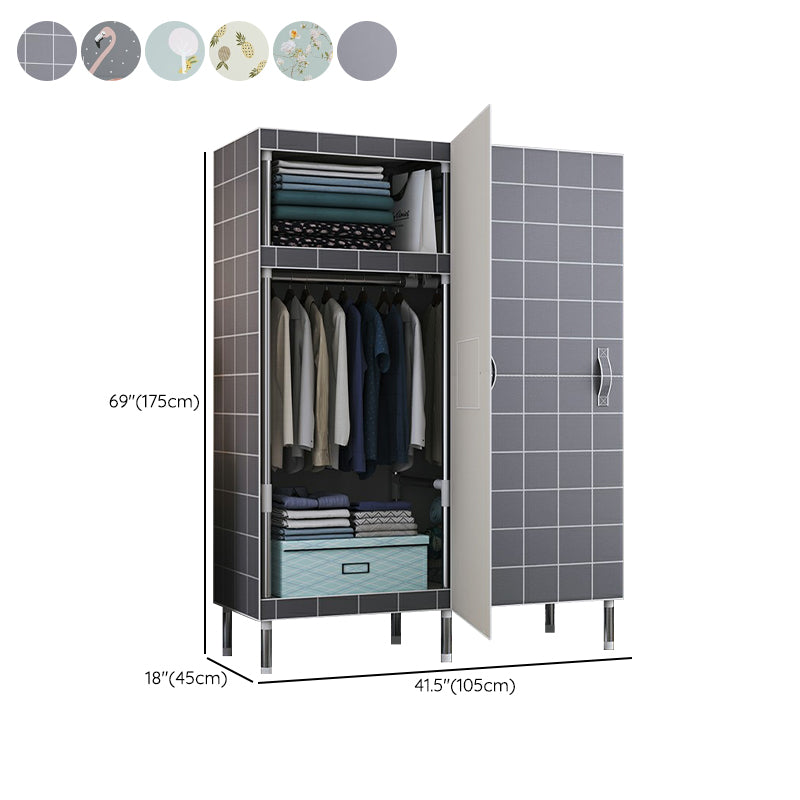 Cloth Cabinet Steel Pipe Wardrobe Cabinet, Modern 3-door Wardrobe Armoire Clearhalo 'Armoires & Wardrobes' 'armoires_wardrobes' 'Bedroom Furniture' 'furn' 'furn_armoires_wardrobes' 'Furniture' 6200833
