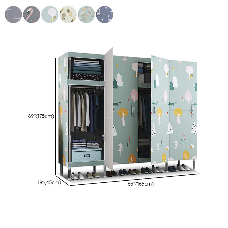 Cloth Cabinet Steel Pipe Wardrobe Cabinet, Modern 3-door Wardrobe Armoire Clearhalo 'Armoires & Wardrobes' 'armoires_wardrobes' 'Bedroom Furniture' 'furn' 'furn_armoires_wardrobes' 'Furniture' 6200835