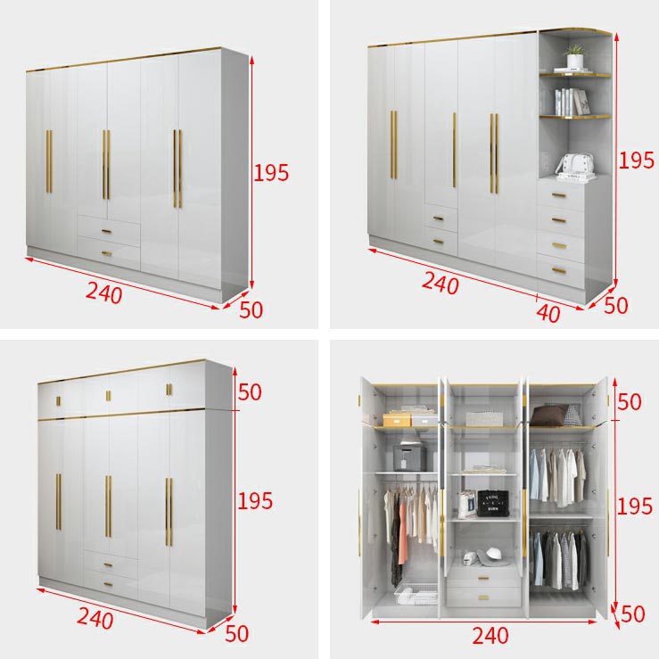 Armoire européenne moderne simple filet rouge luxe luxe petite chambre familiale