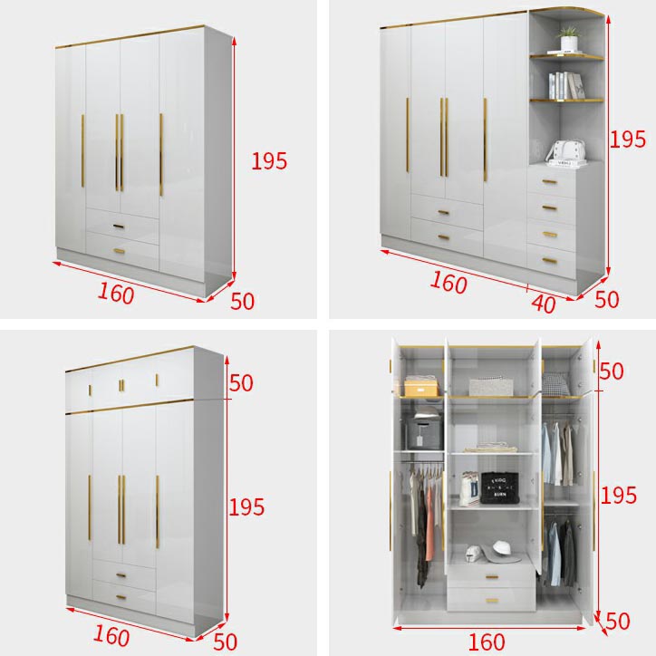 Armoire européenne moderne simple filet rouge luxe luxe petite chambre familiale