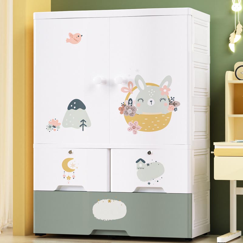 Weiße Plastikfamiliengarderobe 2 Türen Garderobenschrank für Zuhause