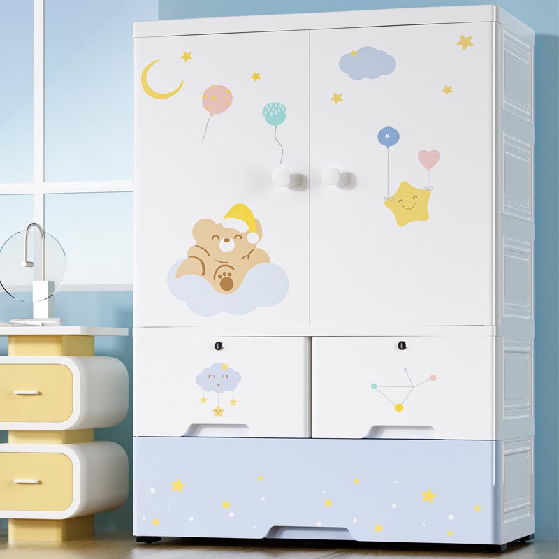 Weiße Plastikfamiliengarderobe 2 Türen Garderobenschrank für Zuhause