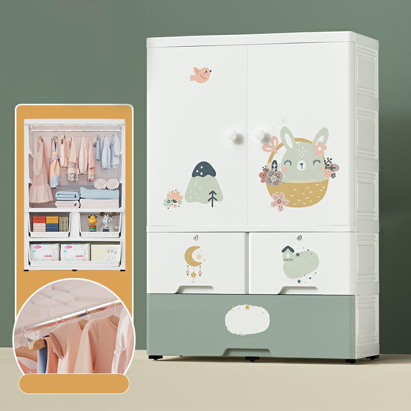 Weiße Plastikfamiliengarderobe 2 Türen Garderobenschrank für Zuhause