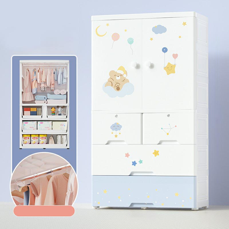 Weiße Plastikfamiliengarderobe 2 Türen Garderobenschrank für Zuhause