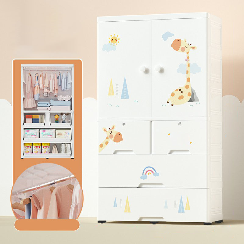 Weiße Plastikfamiliengarderobe 2 Türen Garderobenschrank für Zuhause