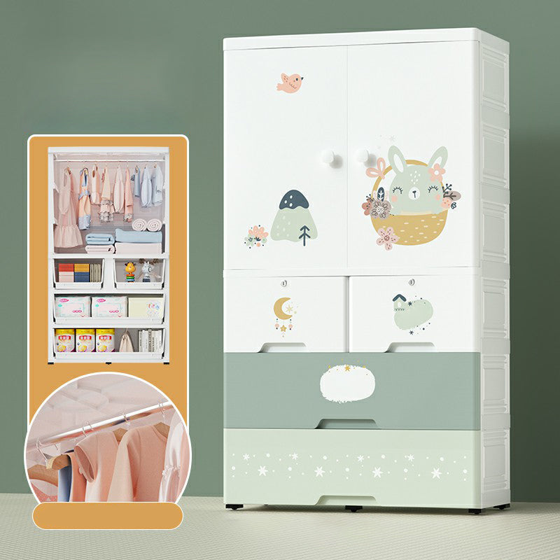 Weiße Plastikfamiliengarderobe 2 Türen Garderobenschrank für Zuhause